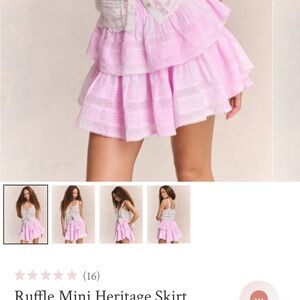 LoveShackFancy Pastel Pink Tiered Ruffle Mini Skirt